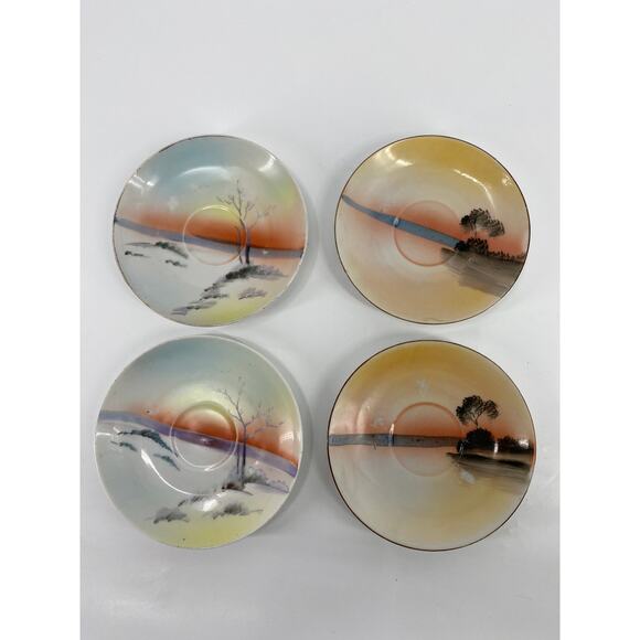 set of 4 VTG Independence Ironstone Castleton China platter 13”x9” sunset Japan - Picture 8 of 12